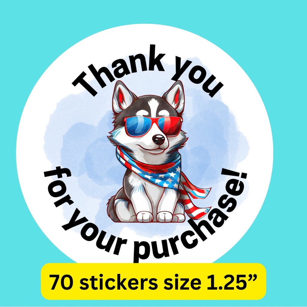 70 thank you stickers size 1.25”